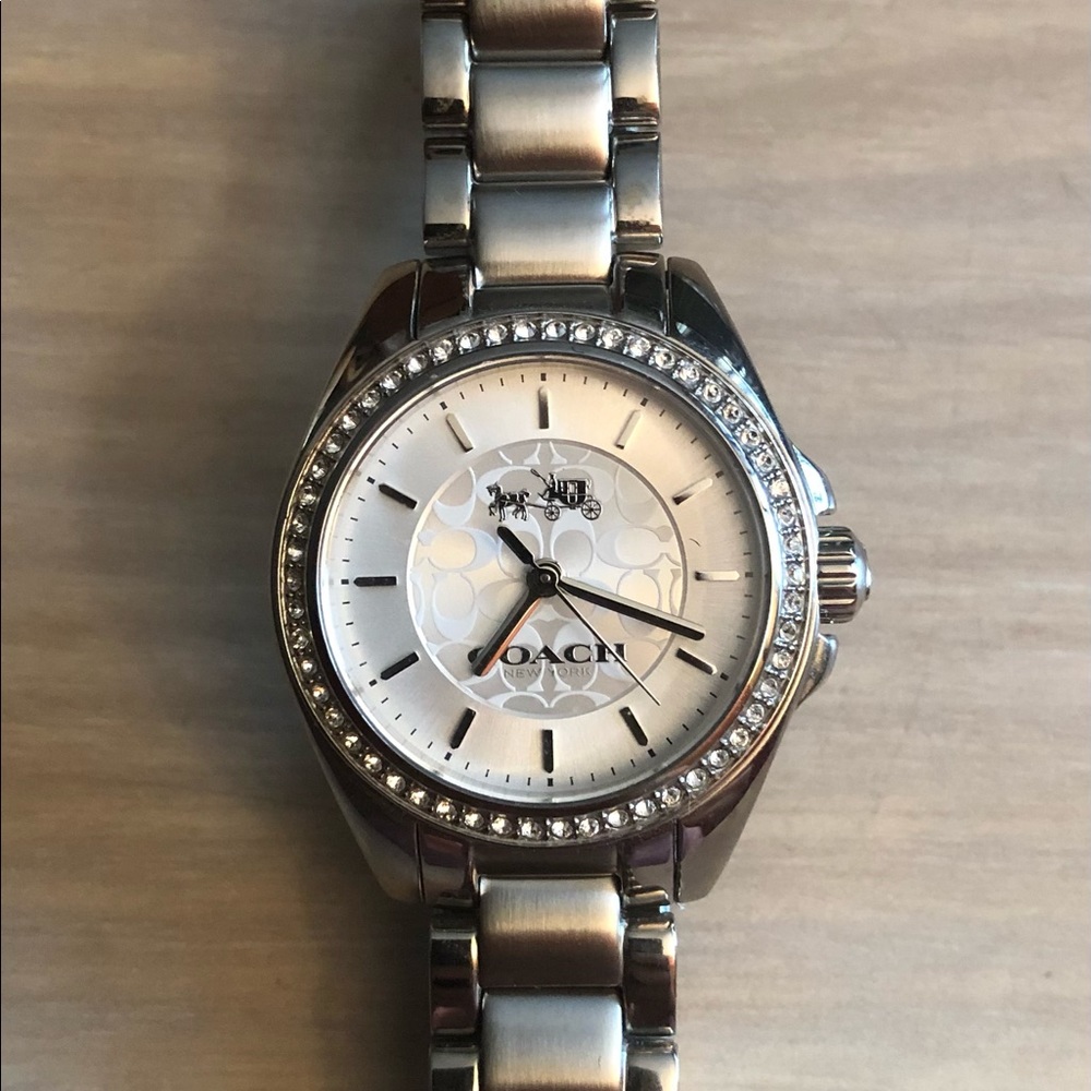 Authentic Womens Coach Stainless Steel Watch With Mineral Crystal